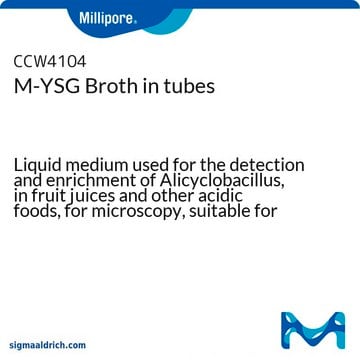 M-YSG Broth in tubes Liquid medium used for the detection and enrichment of Alicyclobacillus, in fruit juices and other acidic foods, for microscopy, suitable for microbiology