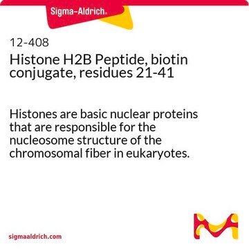 Histone H2B Peptide, biotin conjugate, residues 21-41 Histones are basic nuclear proteins that are responsible for the nucleosome structure of the chromosomal fiber in eukaryotes.