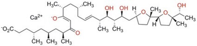 Ionomycin, Calcium Salt, Streptomyces conglobatus in Solution Useful in cell activation experiments when calcium dose-response data are not required. The solid form of this compound is also available.