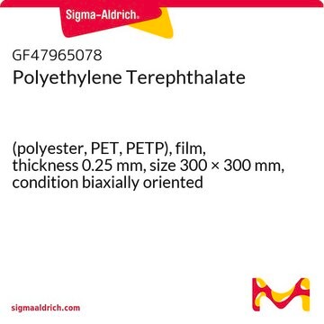 Polyethylene Terephthalate (polyester, PET, PETP), film, thickness 0.25&#160;mm, size 300 × 300&#160;mm, condition biaxially oriented