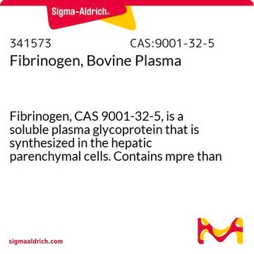 Fibrinogen, Rinderplasma Fibrinogen, CAS 9001-32-5, is a soluble plasma glycoprotein that is synthesized in the hepatic parenchymal cells. Contains mpre than 95% clottable protein.