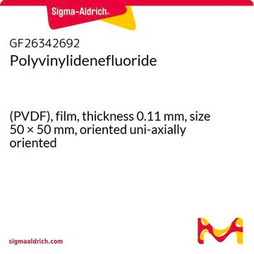 Polyvinylidenefluoride (PVDF), film, thickness 0.11&#160;mm, size 50 × 50&#160;mm, oriented uni-axially oriented