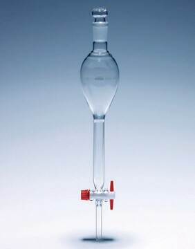 Pyrex&#174; Separating funnel, Gilson style with PTFE key 60&#160;mL