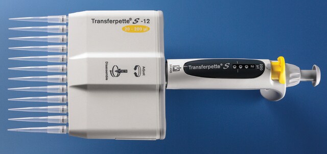 BRAND&#174; Transferpette&#174; S pipette, adjustable volume, multi-channel 8-channel, volume 20-200&#160;&#956;L