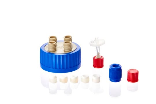 Duran&#174; GLS 80 caps and accessories GL 18 blue screw cap for tube connection