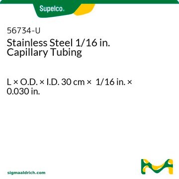 Tubo capilar de acero inoxidable de 1/16 pulgadas L × O.D. × I.D. 30&#160;cm × 1/16&#160;in. × 0.030&#160;in.