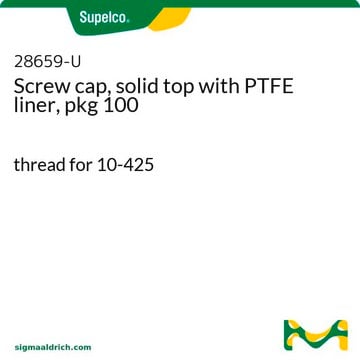 Tapón de rosca, parte superior sólida con revestimiento de PTFE, paquete de 100 thread for 10-425