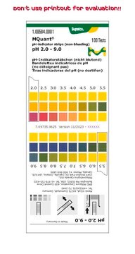 pH-indicator strips pH 2.0 - 9.0 non-bleeding, colorimetric, pH range 2.0-9.0, graduations and accuracy accuracy: 0.5&#160;pH unit, MQuant&#174;