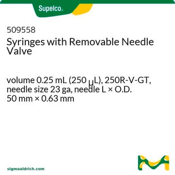 Seringues avec vanne à aiguille amovible volume 0.25&#160;mL (250&#160;&#956;L), 250R-V-GT, needle size 23 ga, needle L × O.D. 50&#160;mm × 0.63&#160;mm