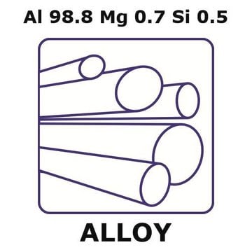 Aluminum/Magnesium/Silicon rod, 3.18&#160;mm diameter, Al98.8%/Mg 0.7%/Si 0.5%, length 100 mm, temper soft