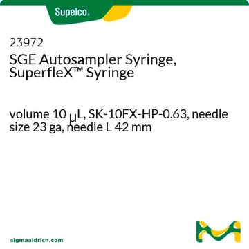 SGE Autosampler Syringe, SuperfleX&#8482; Syringe volume 10&#160;&#956;L, SK-10FX-HP-0.63, needle size 23 ga, needle L 42&#160;mm