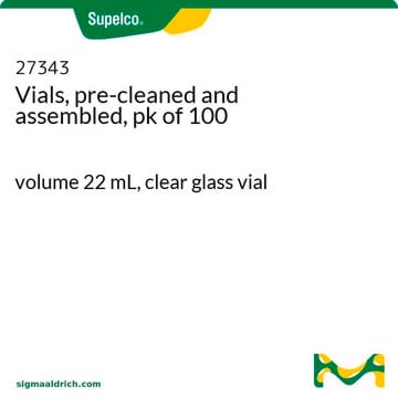 Screw Top Vial with Hole Cap, Pre-Cleaned and Assembled volume 22&#160;mL, clear glass vial