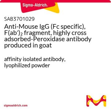 Anti-Mouse IgG (Fc specific), F(ab&#8242;)2 fragment, highly cross adsorbed-Peroxidase antibody produced in goat affinity isolated antibody, lyophilized powder