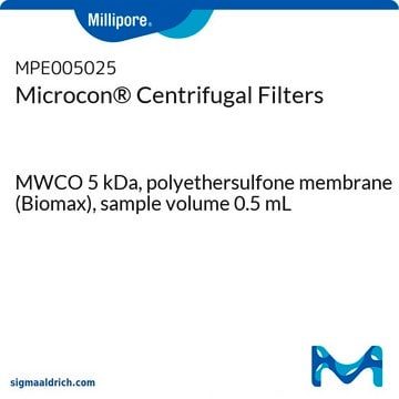 Microcon&#174; Centrifugal Filters MWCO 5&#160;kDa, polyethersulfone membrane (Biomax), sample volume 0.5 mL