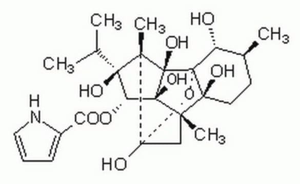 Ryanodin, hochrein Naturally occurring alkaloid that blocks the release of Ca2+ from the sarcoplasmic reticulum.