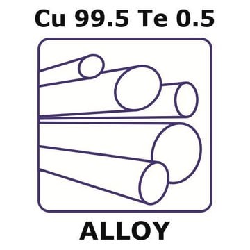 Copper-tellurium alloy, Cu99.5Te0.5 200mm rod, 12.7mm diameter