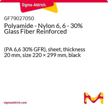 Polyamide - Nylon 6, 6 - 30% Glass Fiber Reinforced (PA 6,6 30% GFR), sheet, thickness 20&#160;mm, size 220 × 299&#160;mm, black