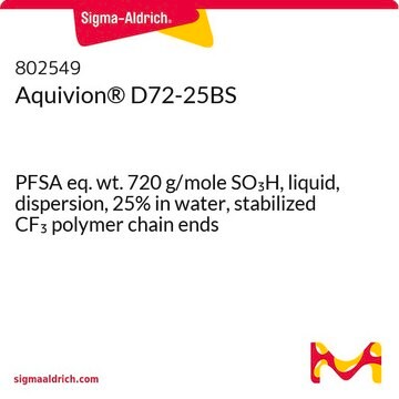 Aquivion&#174; D72-25BS PFSA eq. wt. 720 g/mole SO3H, liquid, dispersion, 25% in water, stabilized CF3 polymer chain ends