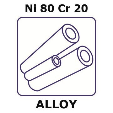 Nickel-chromium alloy, Ni80Cr20 1000mm tube, 0.56mm outside diameter, 0.025mm wall thickness, 0.51mm inside diameter