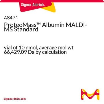 ProteoMass&#8482; Albumin MALDI-MS-Standard vial of 10&#160;nmol, average mol wt 66,429.09&#160;Da by calculation