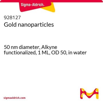 Gold nanoparticles 50&#160;nm diameter, Alkyne functionalized, 1 ML, OD 50, in water