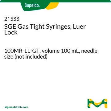 Seringues&nbsp;SGE étanches aux gaz, Luer-Lok 100MR-LL-GT, volume 100&#160;mL, needle size (not included)