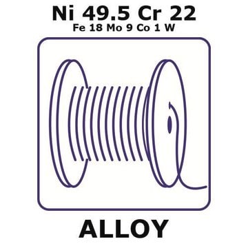 Hastelloy&#174; X alloy, Ni49.5Cr22Fe18Mo9Co1W 50m wire, 0.50mm diameter, annealed