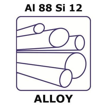 Aluminum-silicon alloy, Al88Si12 100mm rod, 15mm diameter, extruded