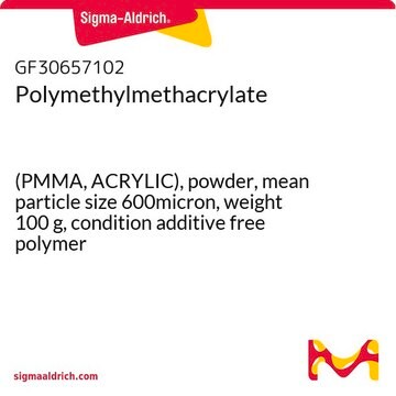 Polymethylmethacrylate (PMMA, ACRYLIC), powder, mean particle size 600micron, weight 100&#160;g, condition additive free polymer