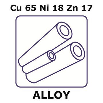 Nickel silver (18) alloy, Cu65Ni18Zn17 100mm tube, 1.0mm outside diameter, 0.1mm wall thickness, 0.8mm inside diameter, hard