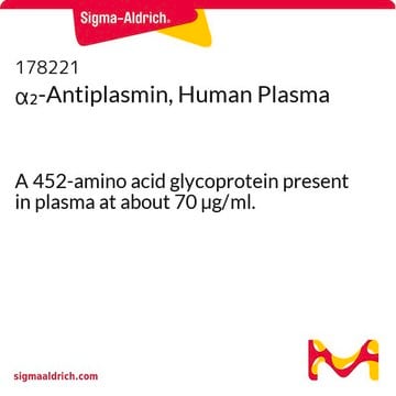 &#945;2-Antiplasmin, Human Plasma A 452-amino acid glycoprotein present in plasma at about 70 &#181;g/ml.