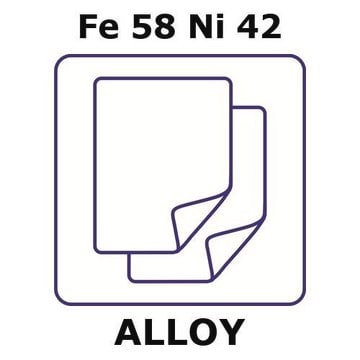 Iron-Nickel alloy, Fe58Ni42 foil, 100 x 100mm, 0.125mm thickness