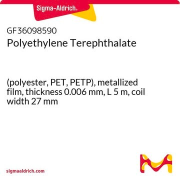 Polyethylene Terephthalate (polyester, PET, PETP), metallized film, thickness 0.006&#160;mm, L 5&#160;m, coil width 27&#160;mm