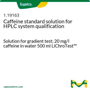 Caffeine standard solution for HPLC system qualification Solution for gradient test; 20 mg/l caffeine in water 500 ml LiChroTest&#8482;