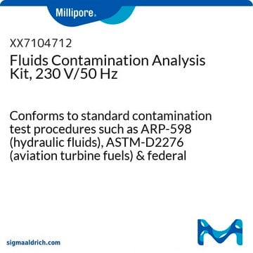 液体污染分析套件，230 V/50 Hz Conforms to standard contamination test procedures such as ARP-598 (hydraulic fluids), ASTM-D2276 (aviation turbine fuels) &amp; federal standard 791a (lubricants, liquid fuels &amp; related products)