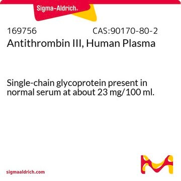 Antithrombin&nbsp;III, Humanplasma Single-chain glycoprotein present in normal serum at about 23 mg/100 ml.