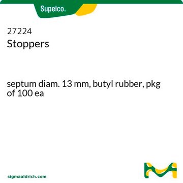 Stoppers septum diam. 13&#160;mm, butyl rubber, pkg of 100&#160;ea