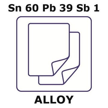 Tin-lead-antimony alloy, Sn60Pb39Sb1 foil, 150 x 150mm, 0.006mm thickness, not light tested (nlt)