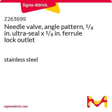 Needle valve, angle pattern, 3/8 in. ultra-seal x 3/8 in. ferrule lock outlet stainless steel