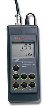 Hanna conductivity/TDS meter model HI 9835 size 196&#160;mm × 80&#160;mm × 60&#160;mm, weight 500&#160;g