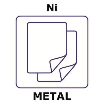 Nickel - Nanocrystalline foil, light tested, 25x25mm, thickness 0.05mm, 10-20nm nominal grain size, permanent copper support