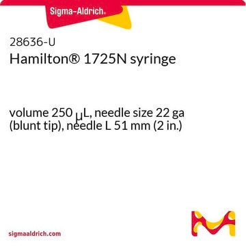 Hamilton&#174; 1725N syringe volume 250&#160;&#956;L, needle size 22 ga (blunt tip), needle L 51&#160;mm (2&#160;in.)