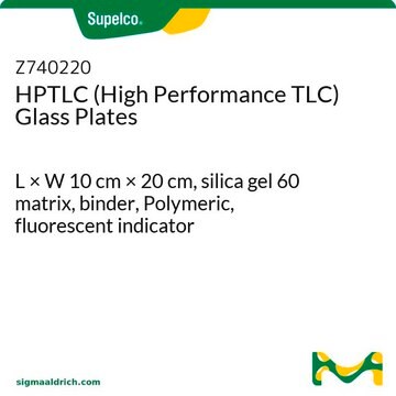 HPTLC (High Performance TLC) Glass Plates L × W 10&#160;cm × 20&#160;cm, silica gel 60 matrix, binder, Polymeric, fluorescent indicator