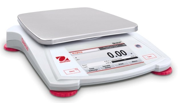 Ohaus&#174; Scout&#174; Portable Touchscreen Balance Model STX1202, weighing capacity 1200&#160;g, resolution: 0.01&#160;g, AC/DC input 110 V, US 3-pin plug (North America)