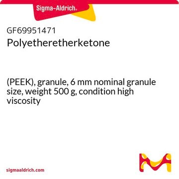 Polyetheretherketone (PEEK), granule, 6&#160;mm nominal granule size, weight 500&#160;g, condition high viscosity