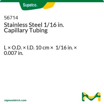 Tubo capilar de acero inoxidable de 1/16 pulgadas L × O.D. × I.D. 10&#160;cm × 1/16&#160;in. × 0.007&#160;in.