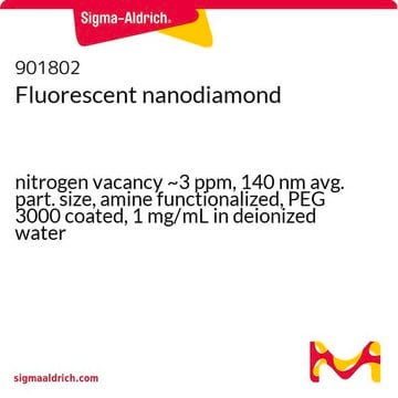 Fluorescent nanodiamond nitrogen vacancy ~3&#160;ppm, 140&#160;nm avg. part. size, amine functionalized, PEG 3000 coated, 1&#160;mg/mL in deionized water