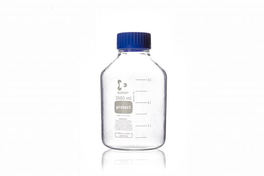 Duran&#174; Gls 80 Laboratory Glass Bottle Protect wide-neck, plastic-coated glass bottle (PU), with screw cap to drain contents (Without pouring ring), capacity 3500&#160;mL