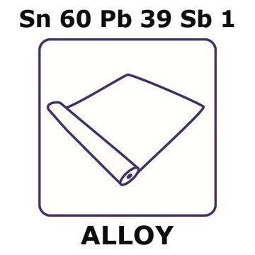 Tin-lead-antimony alloy, Sn60Pb39Sb1 foil, 0.5m coil, 0.10mm thickness