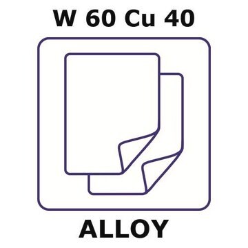 Tungsten-copper alloy, W60Cu40 foil, 75 x 100mm, 0.50mm thickness